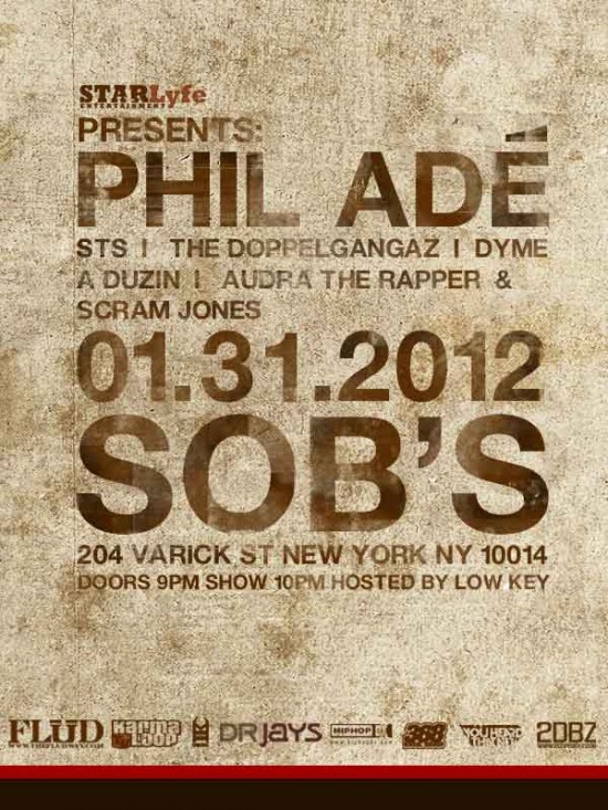 Phil Ade @ SOB’s — January 31st (Hosted by @LowkeyUHTN)
